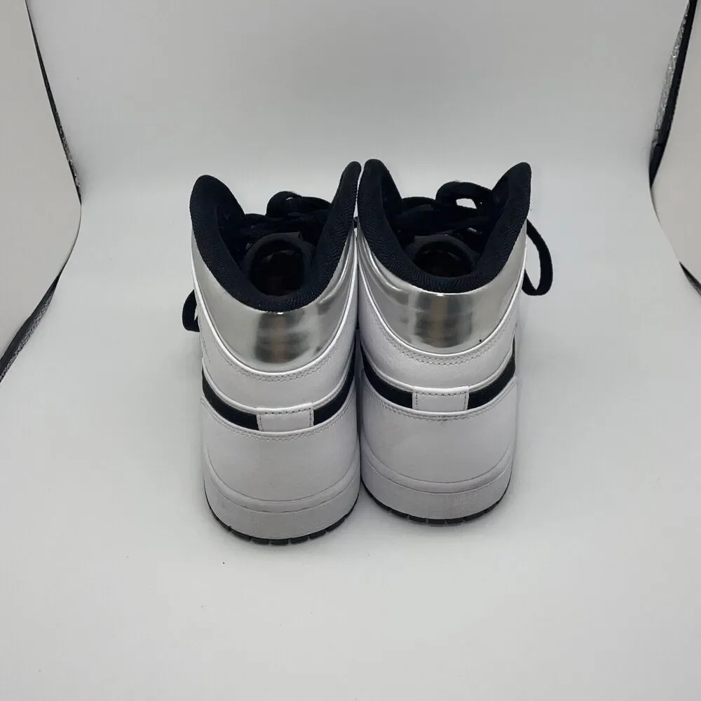Air Jordan 1 Mid SE, Think 16 Alternate, White/Metallic‎ Silver/Black 11.5
